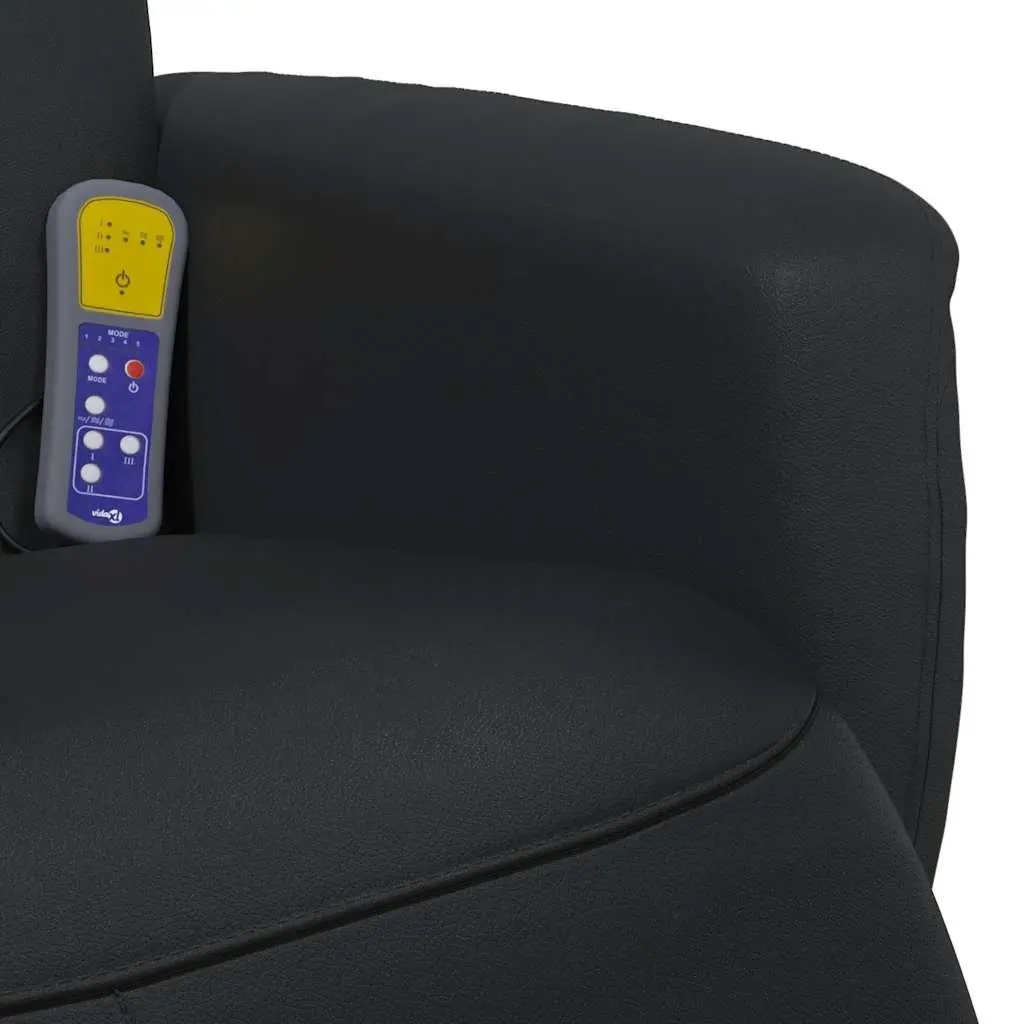 Massage Recliner Chair Black Faux Leather Adjustable Vibration Therapy 360 Degree Swivel