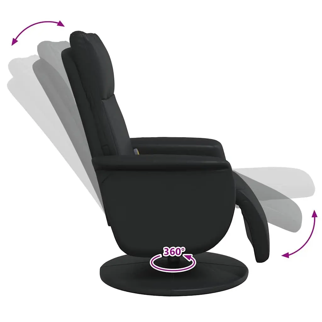 Massage Recliner Chair Black Faux Leather Adjustable Vibration Therapy 360 Degree Swivel