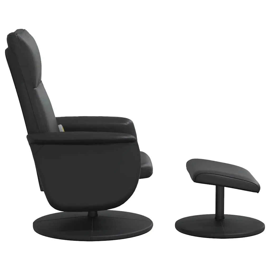 Massage Recliner Chair Black Faux Leather 360 Degree Swivel with Footstool