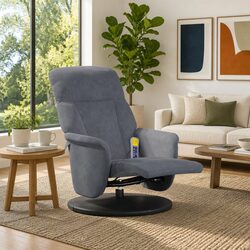 Compact Grey Velvet Vibration Massage Recliner Chair