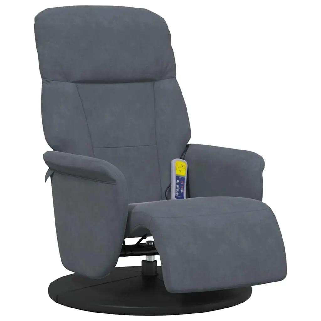Massage Recliner Chair Grey Velvet 6 Points Adjustable Vibration Footrest