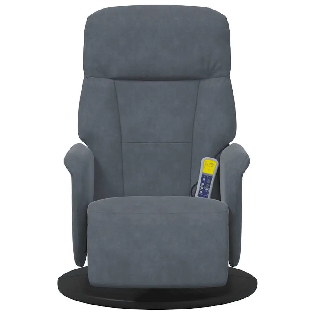 Massage Recliner Chair Grey Velvet 6 Points Adjustable Vibration Footrest