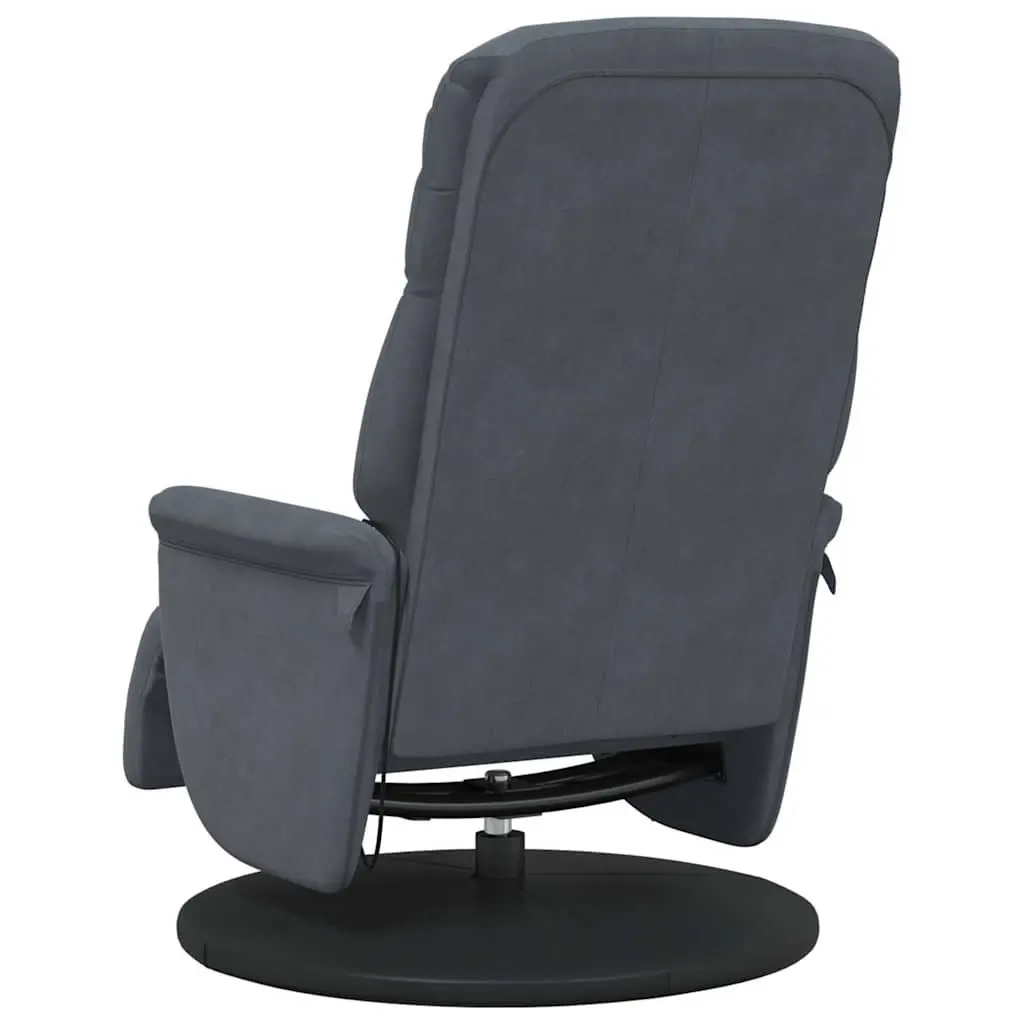 Massage Recliner Chair Grey Velvet 6 Points Adjustable Vibration Footrest