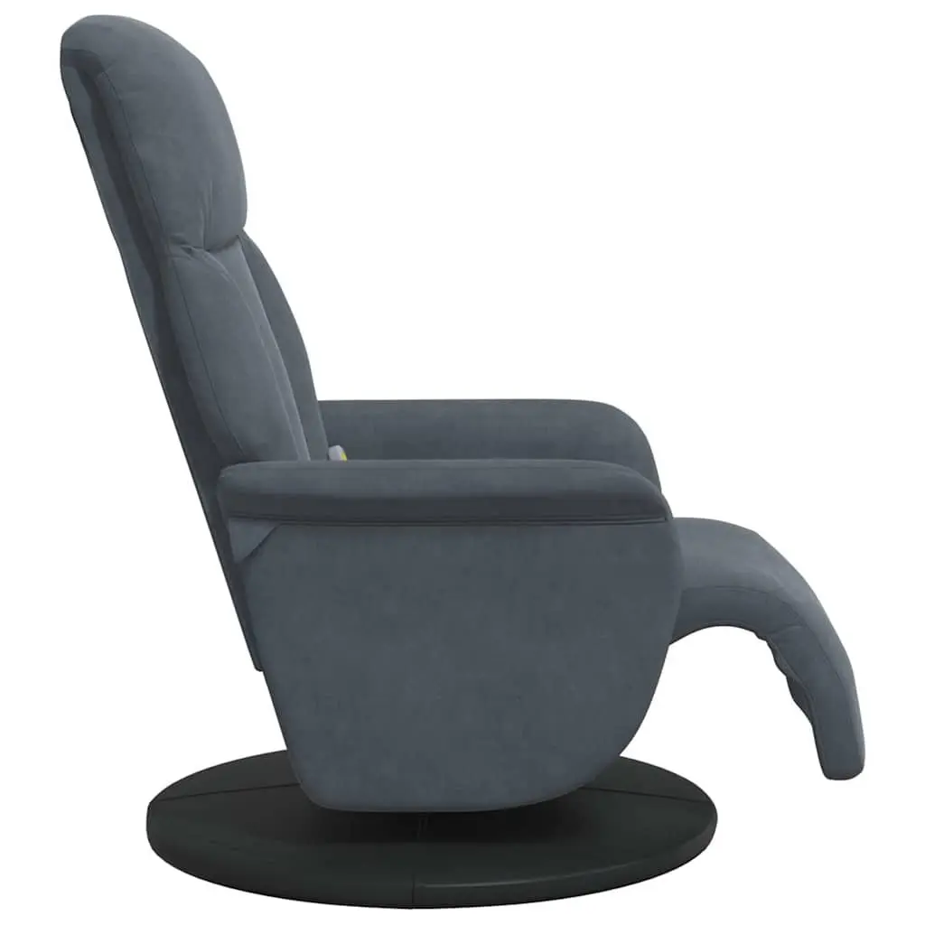 Massage Recliner Chair Grey Velvet 6 Points Adjustable Vibration Footrest