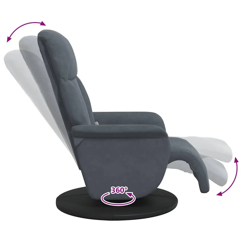 Massage Recliner Chair Grey Velvet 6 Points Adjustable Vibration Footrest