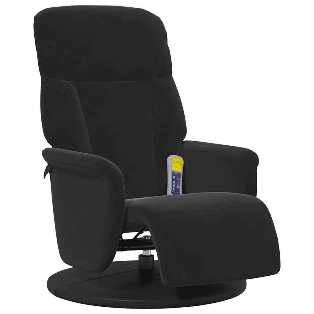 Massage Recliner Chair Black Velvet Adjustable Backrest 360 Swivel