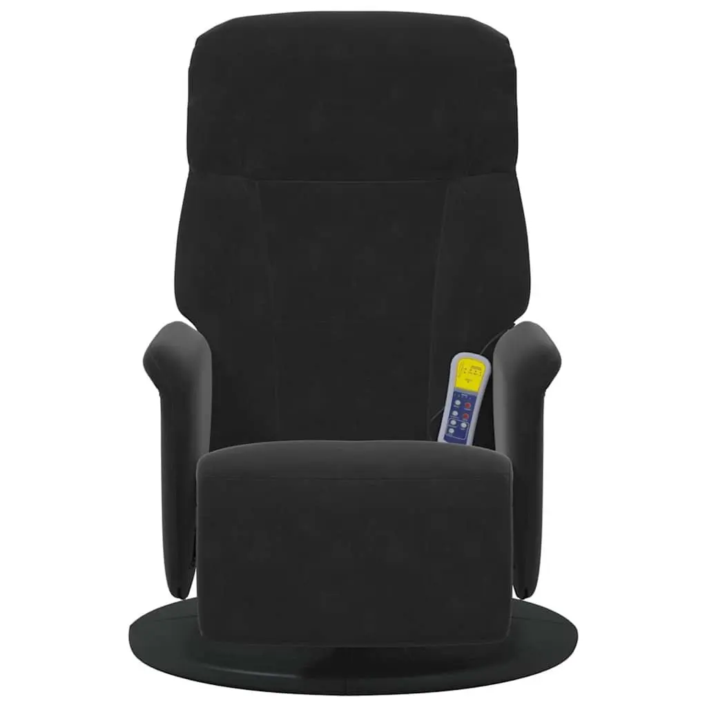 Massage Recliner Chair Black Velvet Adjustable Backrest 360 Swivel