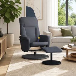 Massage Recliner Chair with Footstool Vibration 360 Swivel Dark Grey Velvet
