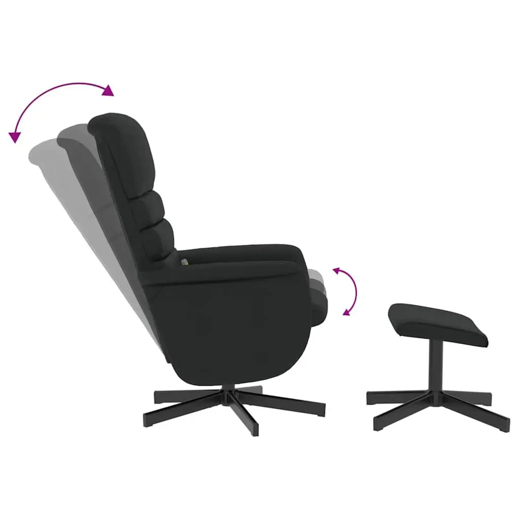Massage Recliner Chair Black Faux Leather with Footstool 360 Degree Swivel 6 Vibration Massage Points Manual Reclining Backrest