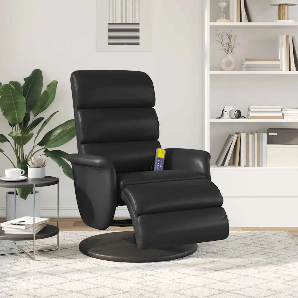 Massage Recliner Chair Black 360 Swivel Vibration Manual Reclining