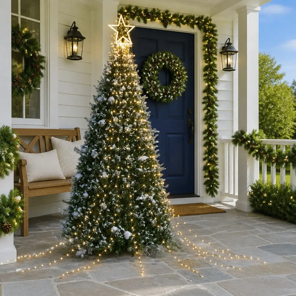 Christmas Tree Light Warm White 375cm 320 LEDs 8 Modes Waterproof Decoration