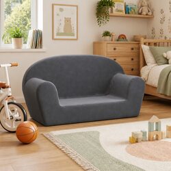 Compact Kids Lounge Chair Sofa - 2-Seater Anthracite