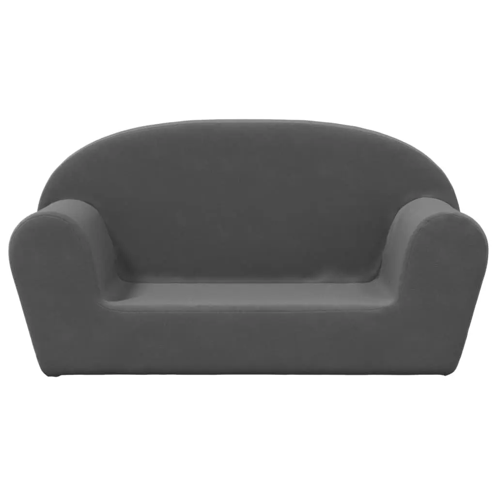 Kids Sofa Anthracite 2-Seater Soft Plush Couch Children's Lounge Chair