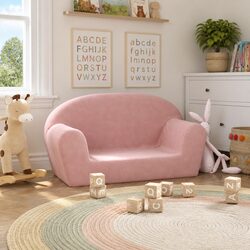 Kids' Sofa in Soft Plush Pink - Compact and Comfy