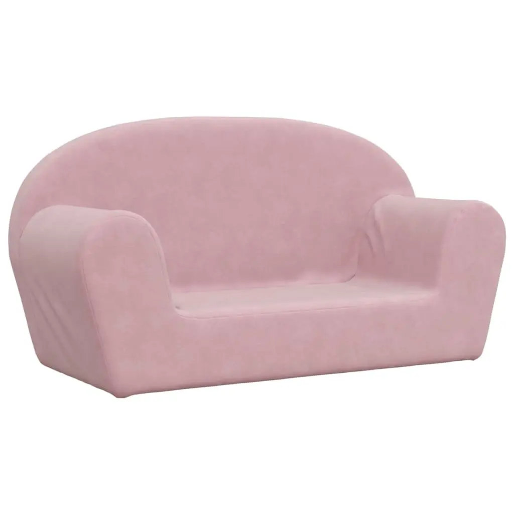 Kids' Sofa Pink 2-Seater Soft Plush Removable Cover