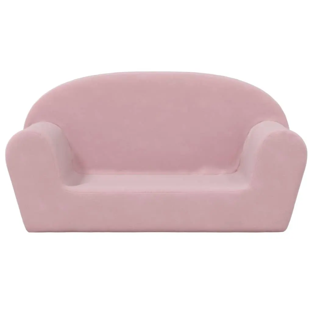 Kids' Sofa Pink 2-Seater Soft Plush Removable Cover