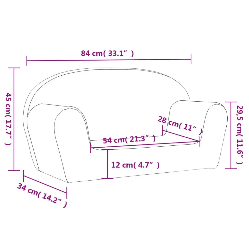 Kids' Sofa Pink 2-Seater Soft Plush Removable Cover