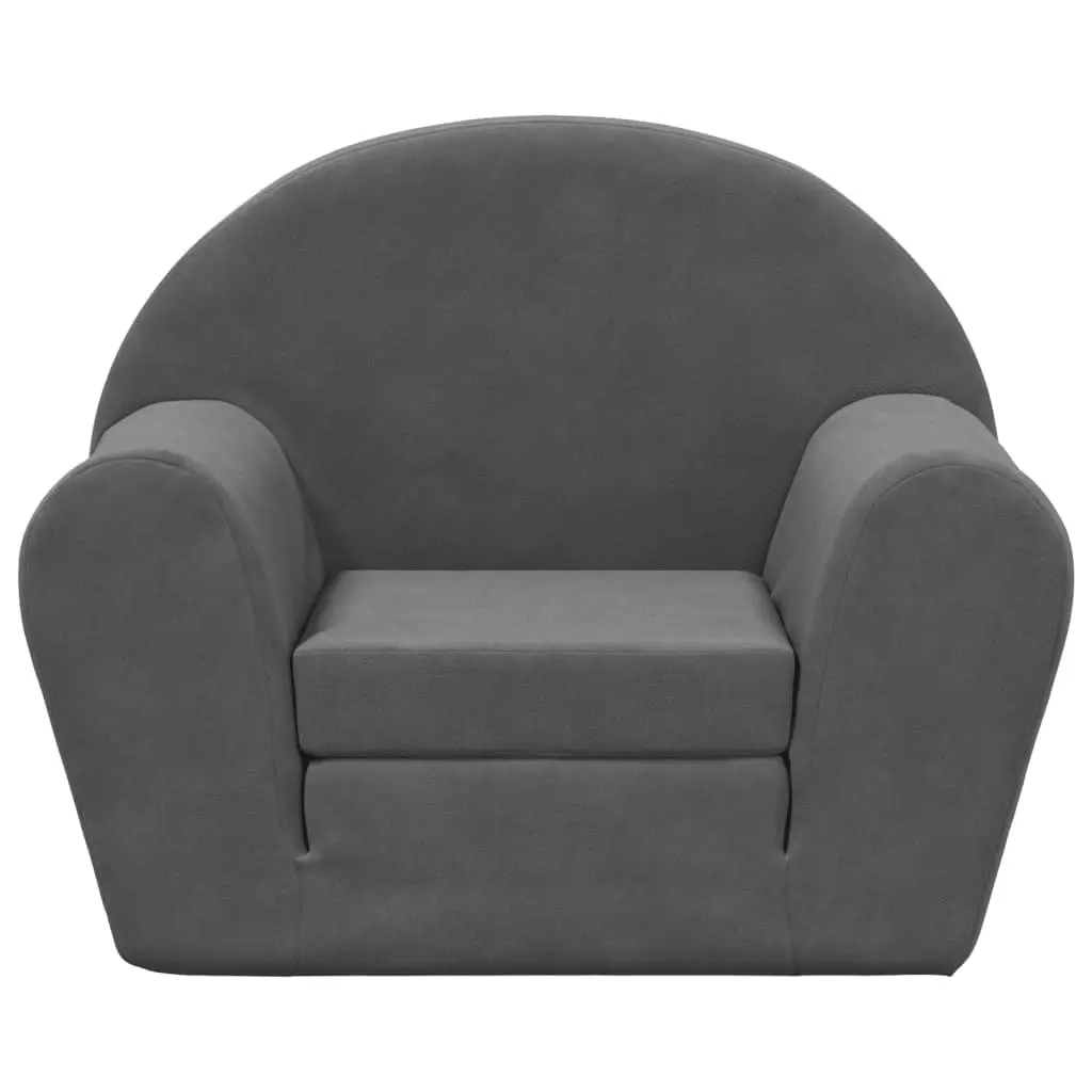 Kids Foldable Mini Bed Anthracite Soft Plush 2-in-1 Armchair for Toddlers