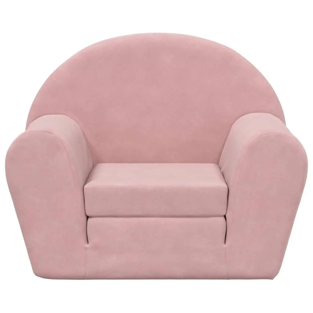 Kids Sofa Bed 2-in-1 Pink Soft Plush Folding Armchair Washable