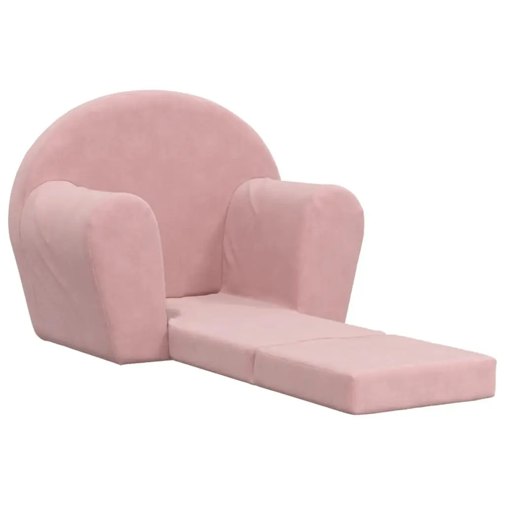 Kids Sofa Bed 2-in-1 Pink Soft Plush Folding Armchair Washable