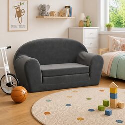Concise Anthracite Kids Sofa Bed 2-Seater