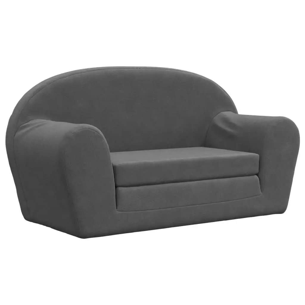 Kids Sofa Bed Anthracite 2-Seater Soft Plush Foldable Armchair Mini Bed