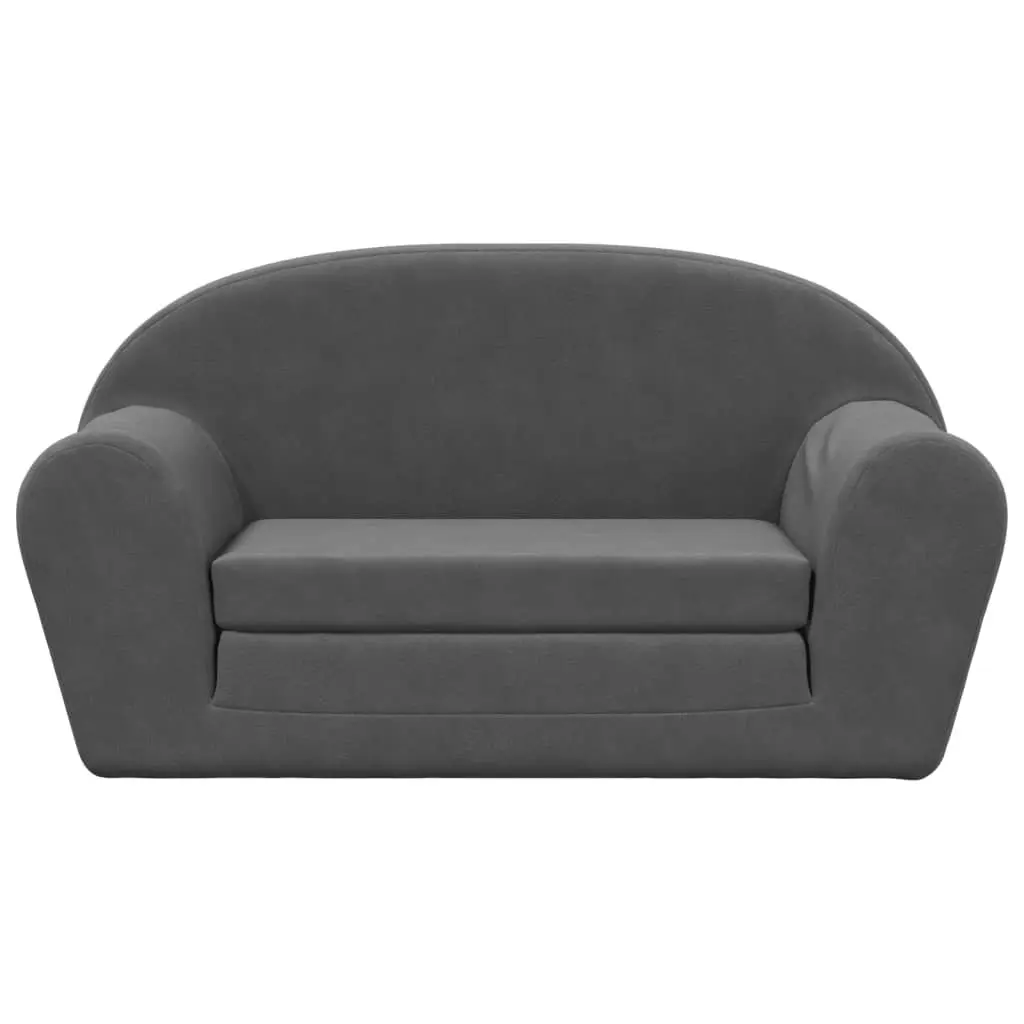 Kids Sofa Bed Anthracite 2-Seater Soft Plush Foldable Armchair Mini Bed