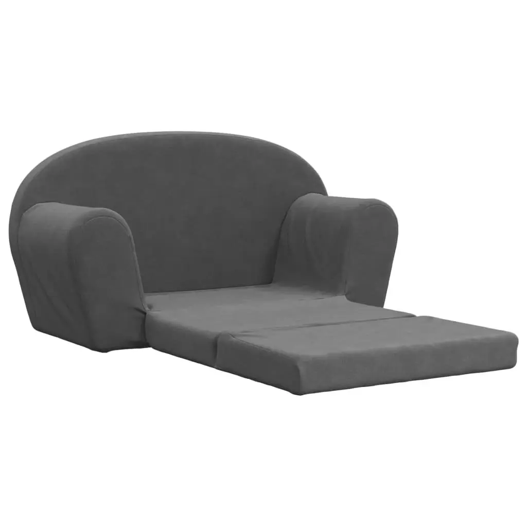 Kids Sofa Bed Anthracite 2-Seater Soft Plush Foldable Armchair Mini Bed
