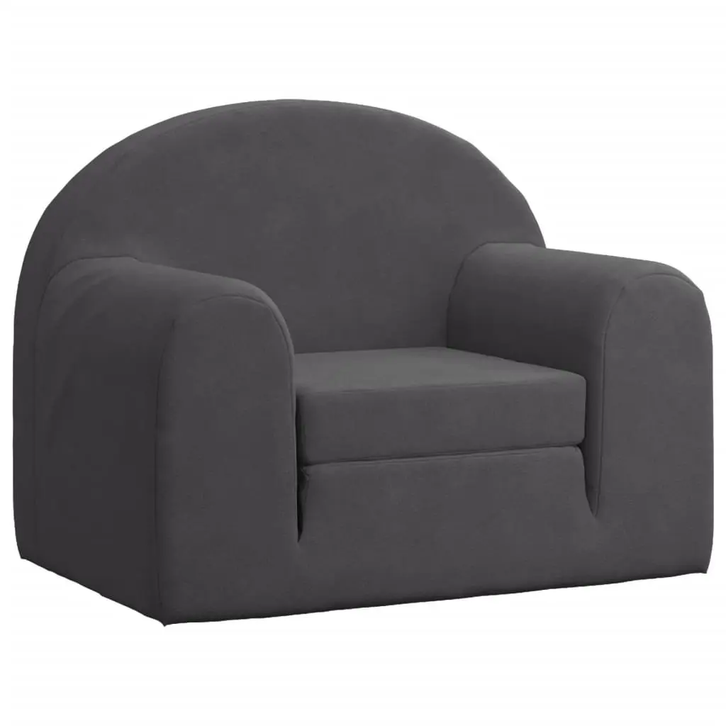 Kids Sofa Bed Anthracite 2-in-1 Convertible Soft Plush Fold Out