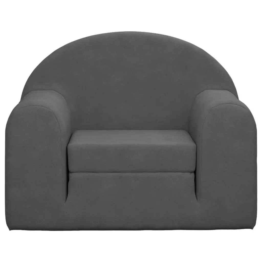 Kids Sofa Bed Anthracite 2-in-1 Convertible Soft Plush Fold Out