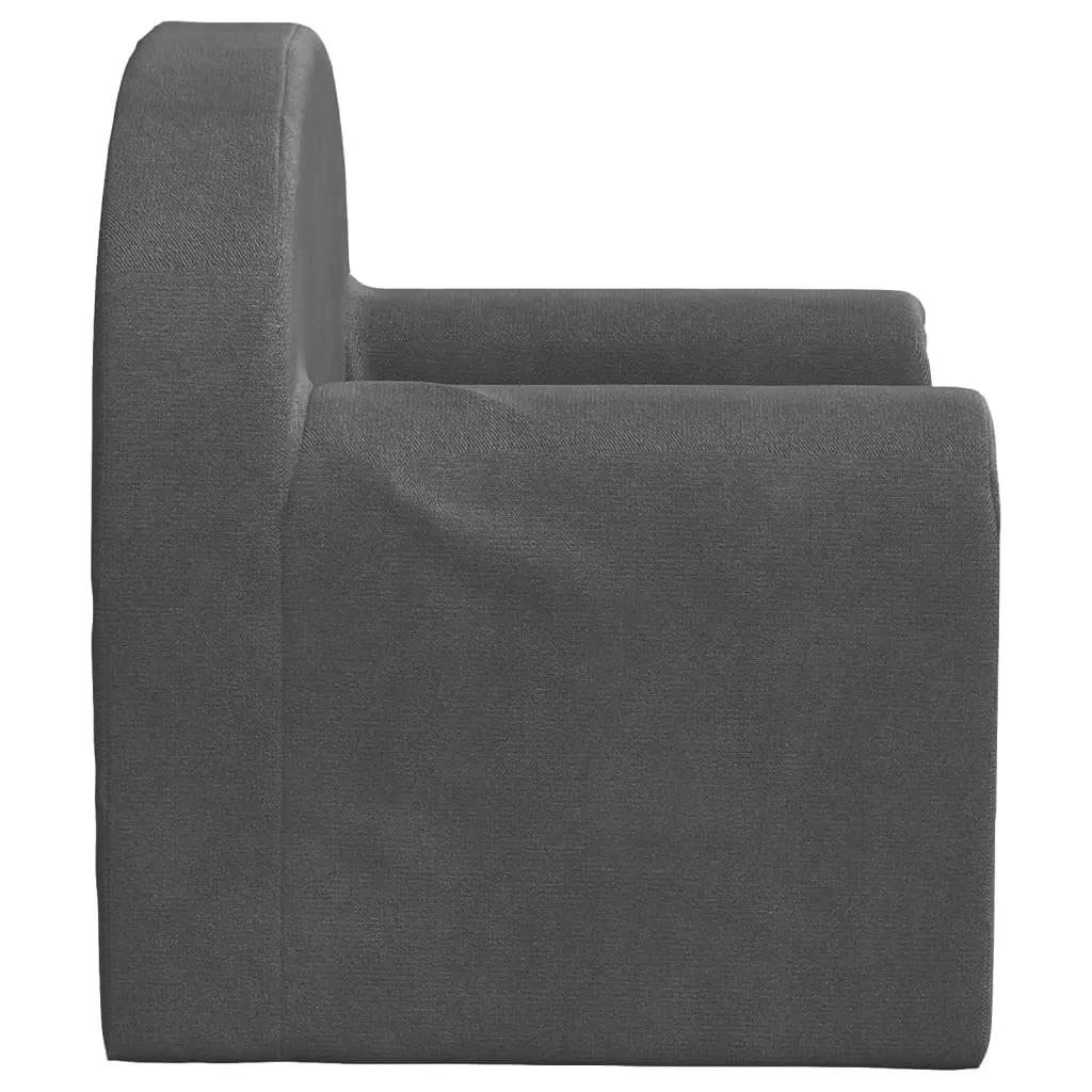 Kids Sofa Bed Anthracite 2-in-1 Convertible Soft Plush Fold Out
