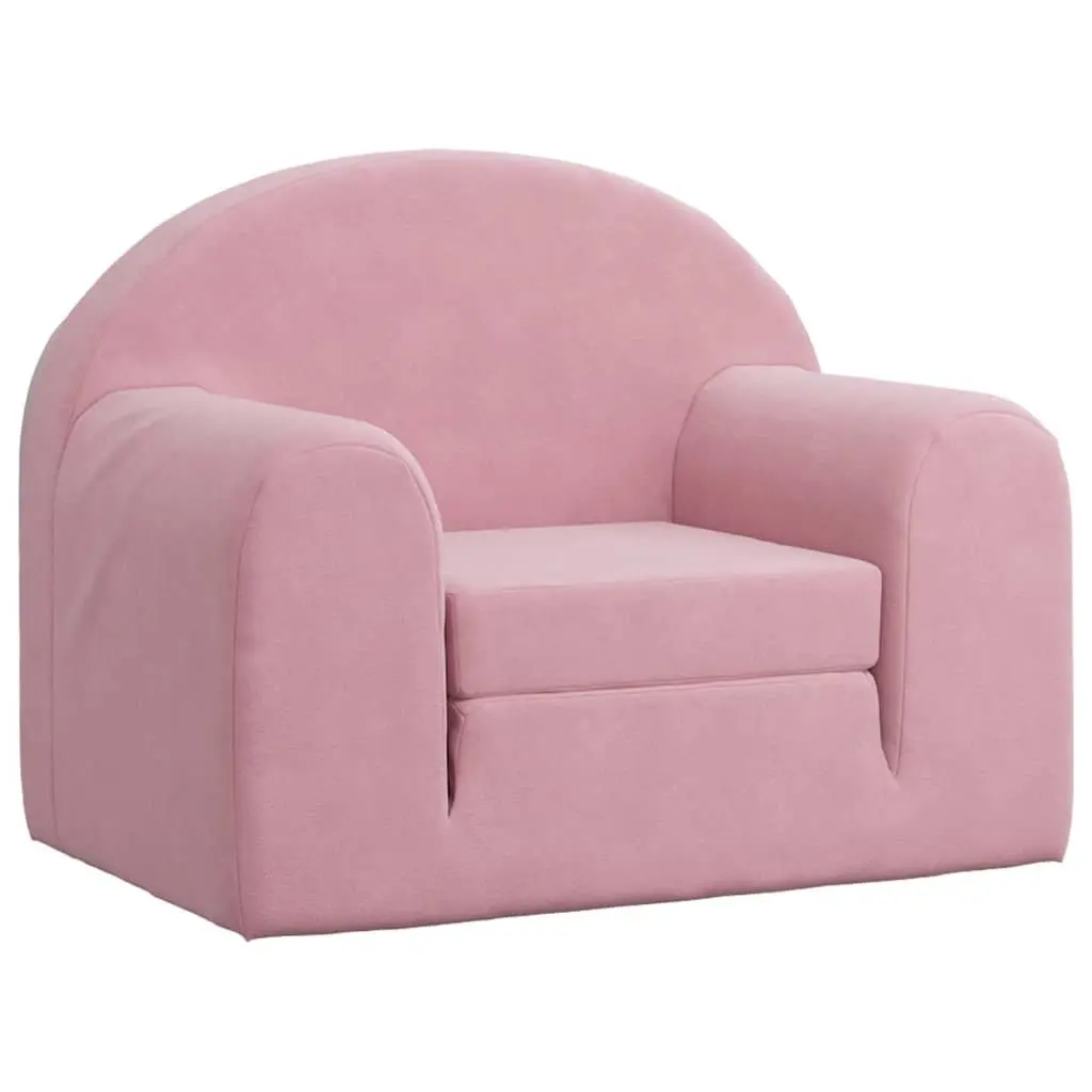 Kids' Sofa Bed Pink Soft Plush 2-in-1 Folding Armchair Mini Bed Play Nap