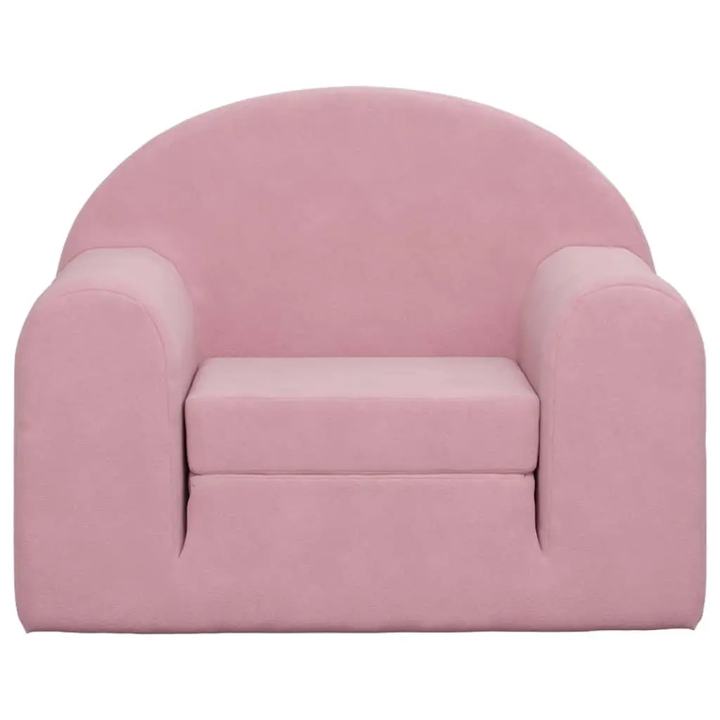 Kids' Sofa Bed Pink Soft Plush 2-in-1 Folding Armchair Mini Bed Play Nap