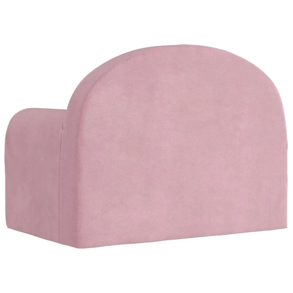 Kids' Sofa Bed Pink Soft Plush 2-in-1 Folding Armchair Mini Bed Play Nap
