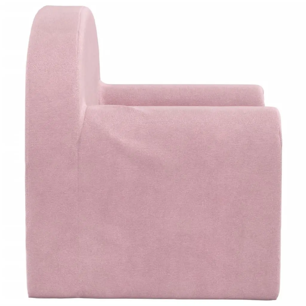 Kids' Sofa Bed Pink Soft Plush 2-in-1 Folding Armchair Mini Bed Play Nap