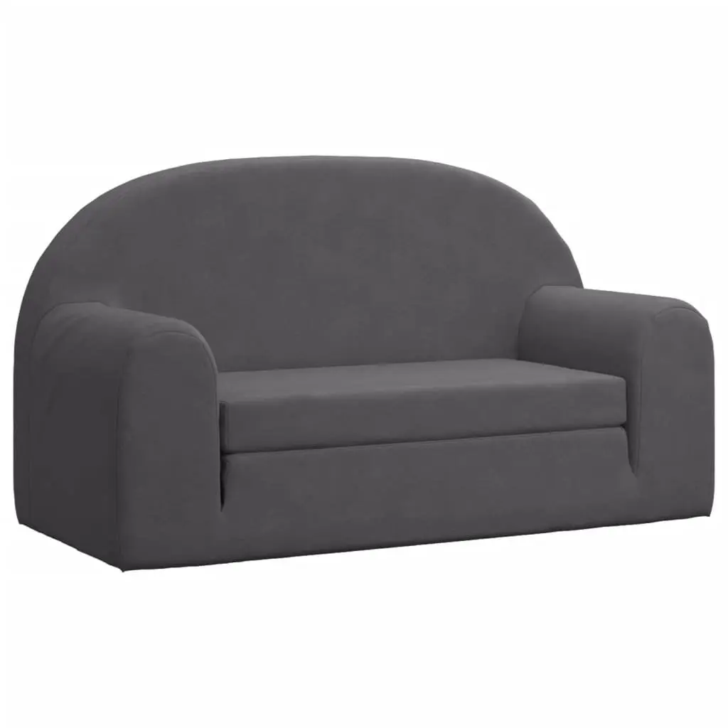 Kids Sofa Bed Anthracite 2-Seater Soft Plush Foldable Armchair