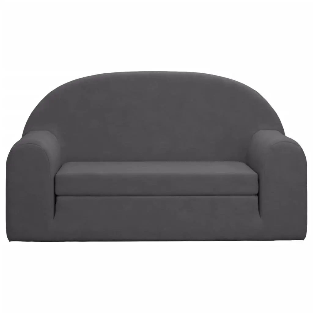 Kids Sofa Bed Anthracite 2-Seater Soft Plush Foldable Armchair