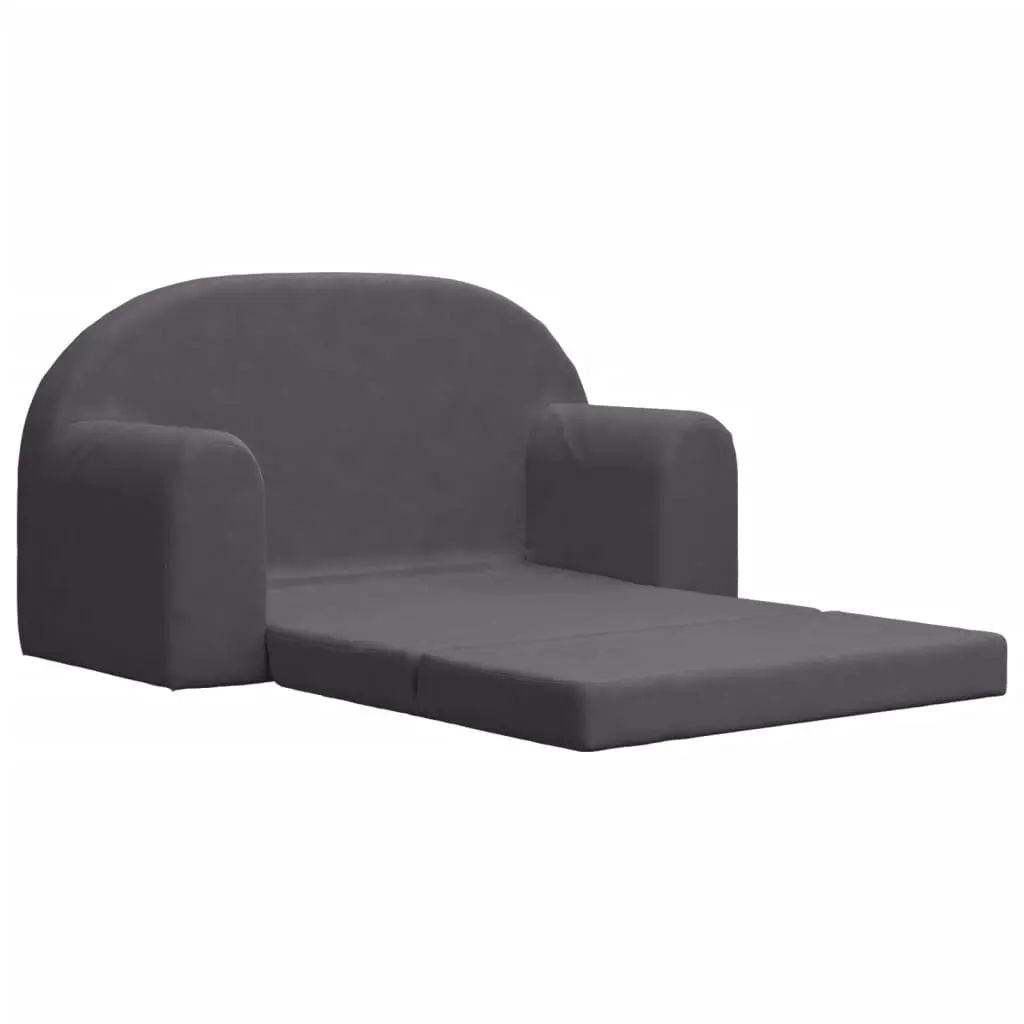 Kids Sofa Bed Anthracite 2-Seater Soft Plush Foldable Armchair