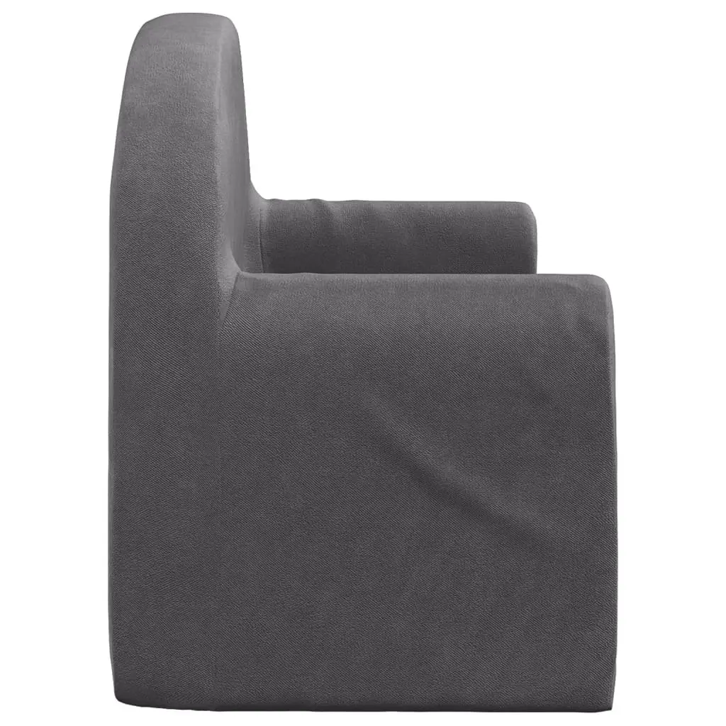 Kids Sofa Bed Anthracite 2-Seater Soft Plush Foldable Armchair