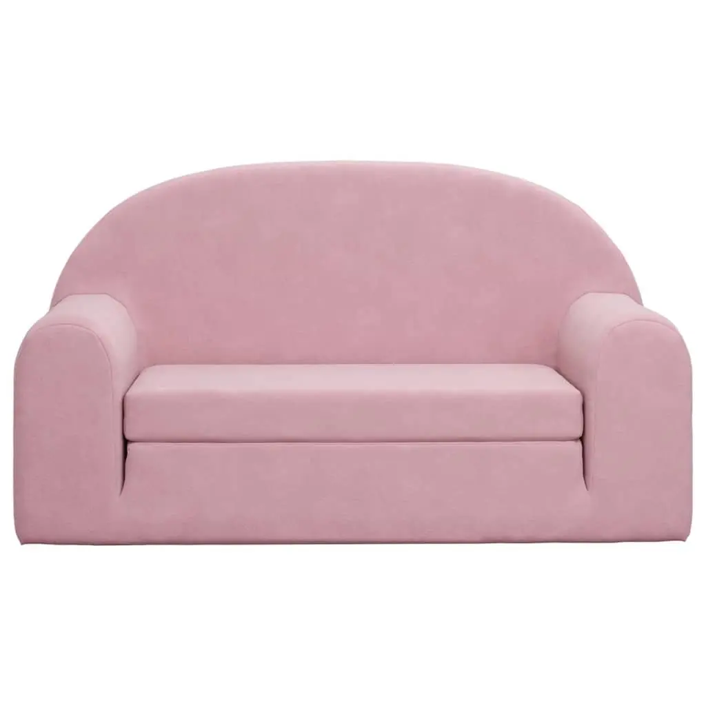 Kids Sofa Bed Pink 2-Seater Soft Plush Fold-Out Chair