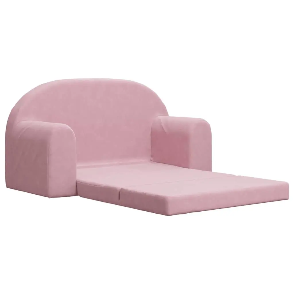 Kids Sofa Bed Pink 2-Seater Soft Plush Fold-Out Chair