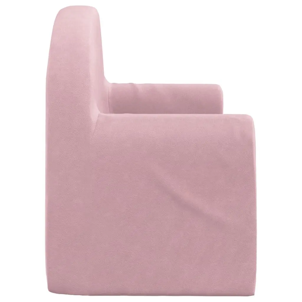 Kids Sofa Bed Pink 2-Seater Soft Plush Fold-Out Chair