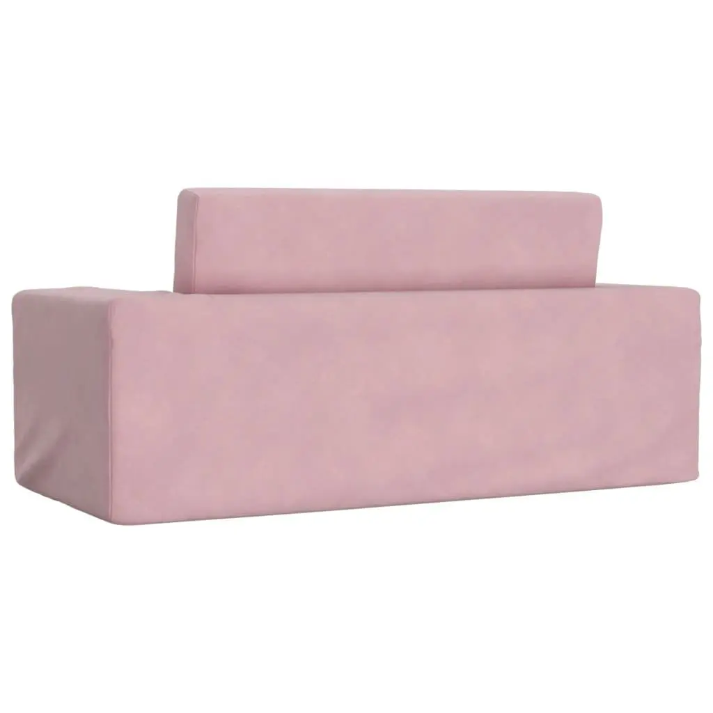 Kids' Sofa Bed 2-Seater Pink Soft Plush Folding Armchair Play Nap Lounge
