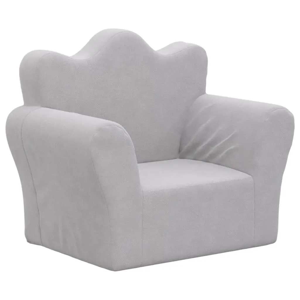 Kids Sofa Grey Soft Plush Removable Cover Washable Couch with Armrests