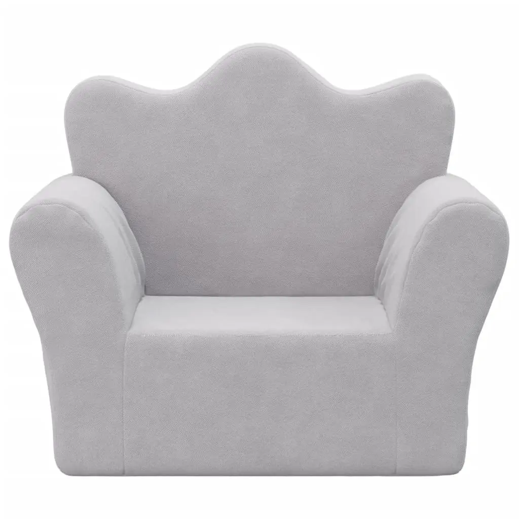 Kids Sofa Grey Soft Plush Removable Cover Washable Couch with Armrests