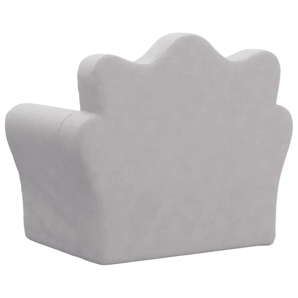 Kids Sofa Grey Soft Plush Removable Cover Washable Couch with Armrests