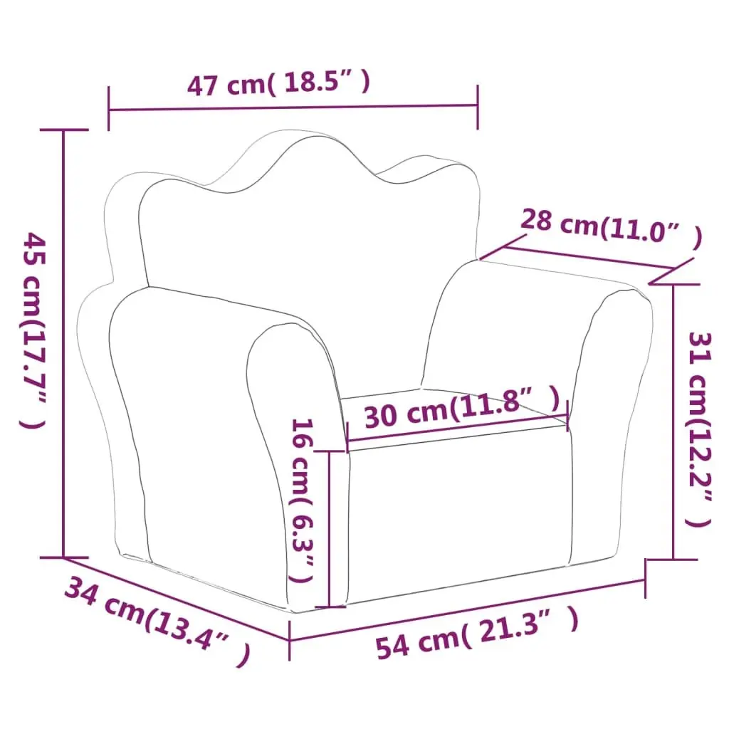Kids Sofa Grey Soft Plush Removable Cover Washable Couch with Armrests