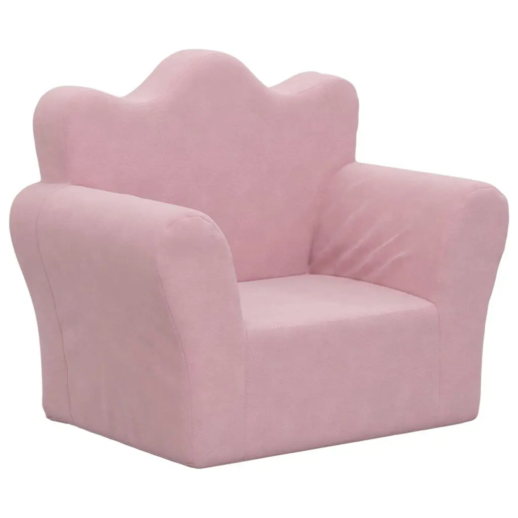 Kids Sofa Pink Soft Plush Removable Cover Toddler Couch Armrest Backrest