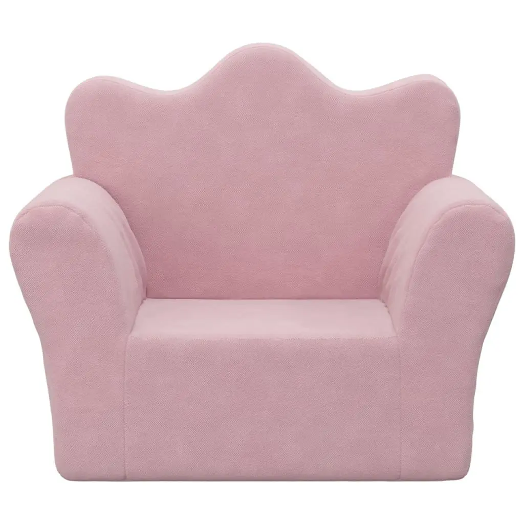 Kids Sofa Pink Soft Plush Removable Cover Toddler Couch Armrest Backrest