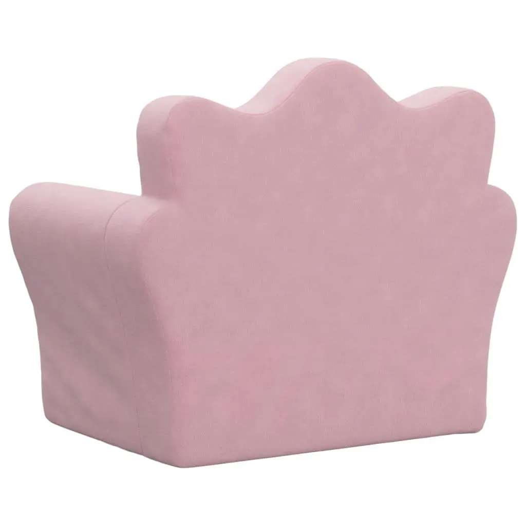 Kids Sofa Pink Soft Plush Removable Cover Toddler Couch Armrest Backrest